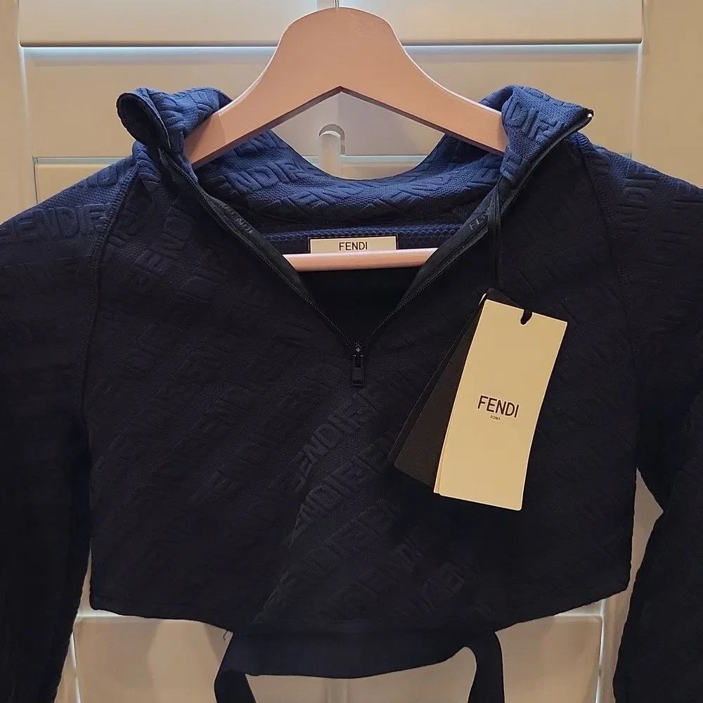 Fendi Top Knitted Fabric Atlhletic Wear Hoodie Cropped - Picture 9 of 11